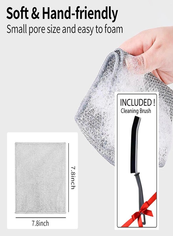 Selemi® Non-Scratch Wire Dishcloth & Gaps Cleaning Brush, Multipurpose Wire Dishwashing Rags for Wet & Dry, Easy Rinsing, Reusable, Wire Cleaning Cloth for Kitchen,Sinks (pack of 5 - Double layer) - Image 2